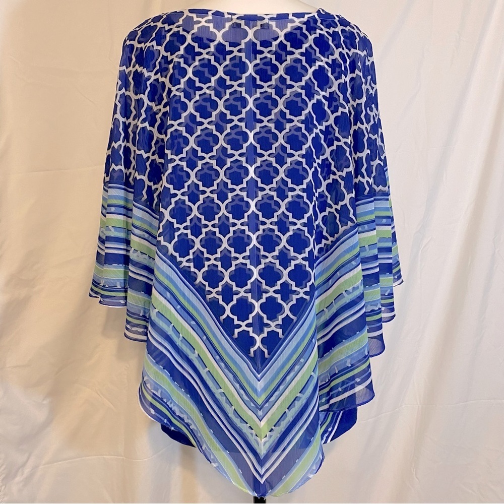 Live & Let Live‎ Lattice Print Tank with Sheer Poncho Summer Resort Wear Size L - Picture 4 of 12